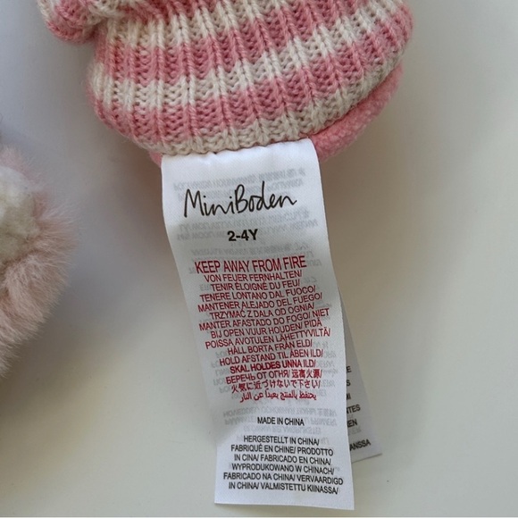 Mini Boden Pink and Cream Bunny Mittens - Picture 2 of 5